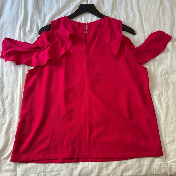 Lulu's Vibrant Pink Cold Shoulder Blouse - Picture 4 of 7